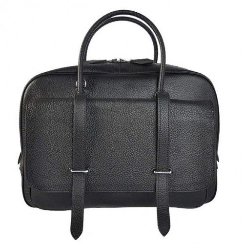 Hermes Steve 38CM Bolso de viaje Clemence Leather Negro