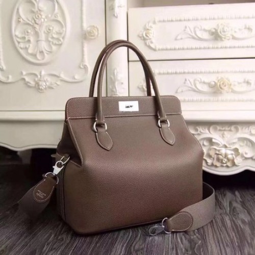 Hermes Toolbox Bolsa Original Togo Cuero H3259 Gris