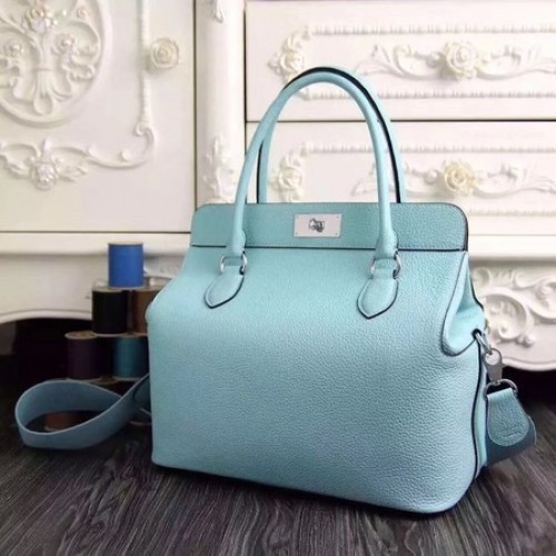 Hermes Toolbox Togo Bolso Cuero Original 3259 Skyblue