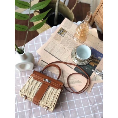 Hermes kelly bolsa de picnic 9810 marrón