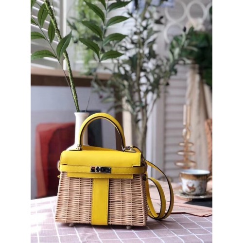 Hermes kelly bolsa de picnic 9810 amarillo