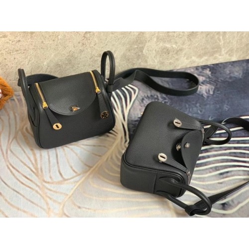 Hermes mini Lindy Original Togo bolso de cuero OLD19 negro