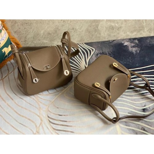 Hermes mini Lindy Original Togo Leather Bag OLD19 gris