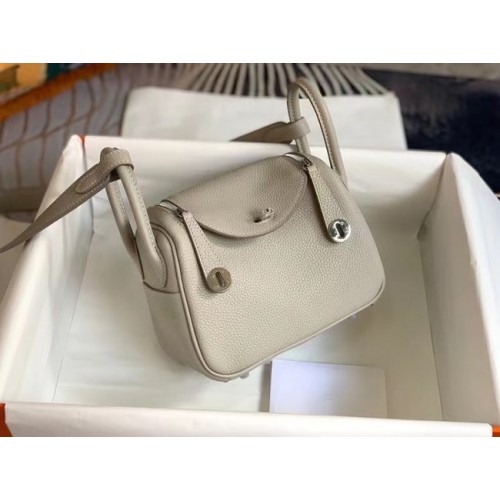 Hermes mini Lindy Original Togo Leather Bag OLD19 gris claro
