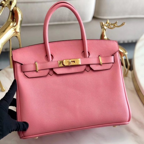 Hermes original Epsom Leather HB35O rosa y oro Metal