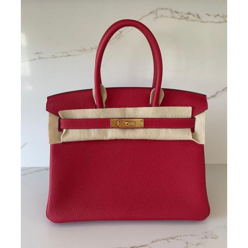 Hermes Togo cuero original HB25O rojo