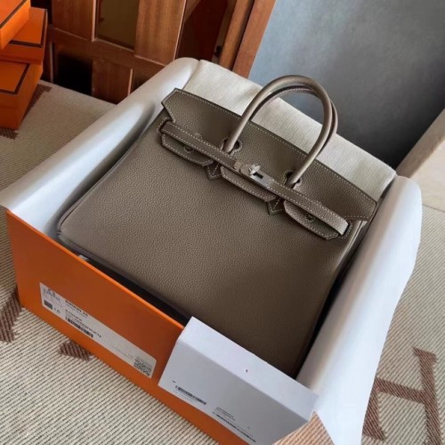 Hermes Togo cuero original HB25O gris oscuro
