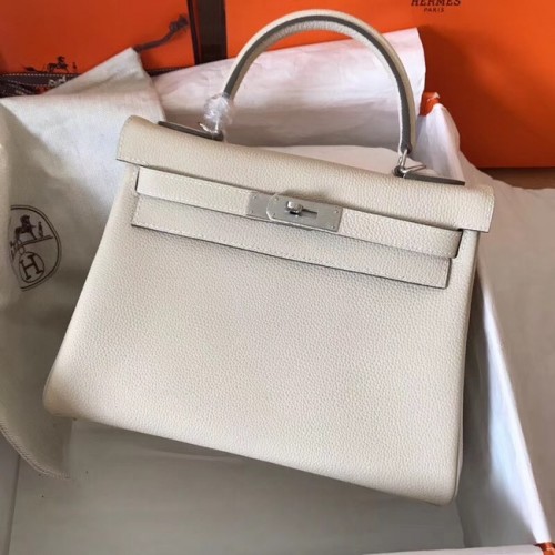 Hermes bolso kelly de cuero Togo original KL320 crema