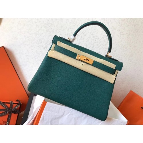 Bolso kelly de cuero original de Hermes Togo KL320 verde