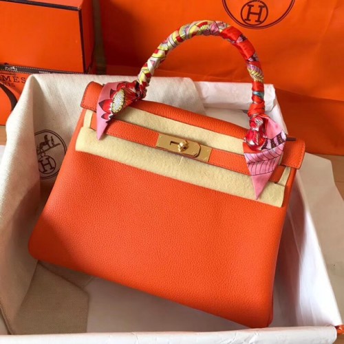 Hermes bolso kelly de cuero Togo original KL320 naranja