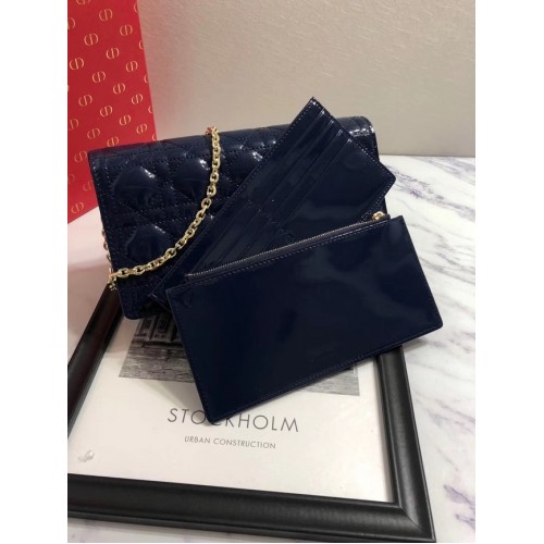 CARTERA LADY DIOR DE BECERRO M9001 azul oscuro
