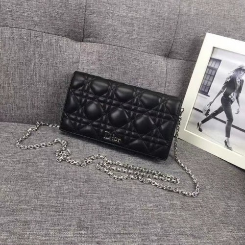 CLUTCH LADY DIOR DE PIEL DE CORDERO CANNAGE NEGRA S0204