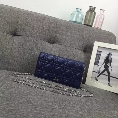 CLUTCH LADY DIOR DE PIEL DE CORDERO CANNAGE AZUL S0204