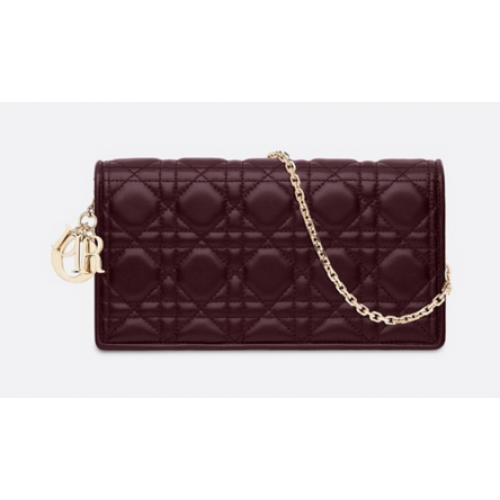 CLUTCH LADY DIOR DE PIEL DE CORDERO S0204 Burdeos