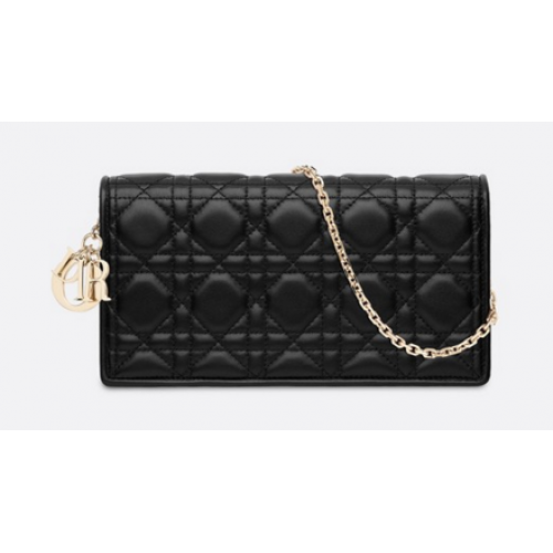 CLUTCH LADY DIOR DE PIEL DE CORDERO S0204 negro