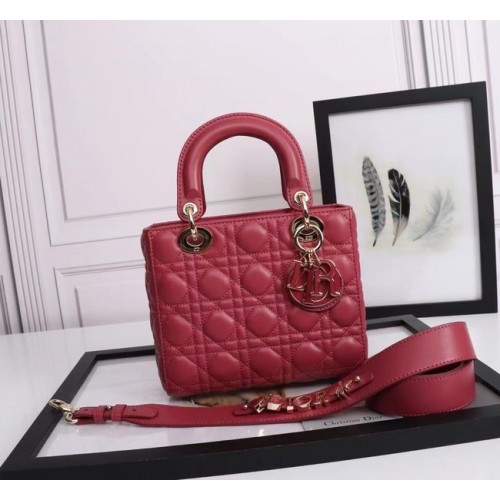 BOLSO LADY DIOR MY ABCDIOR Piel de cordero Cannage M0538E rojo