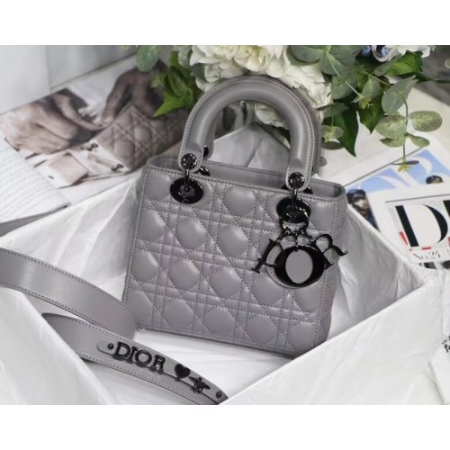 BOLSO LADY DIOR MY ABCDIOR Piel de cordero Cannage M0538I gris
