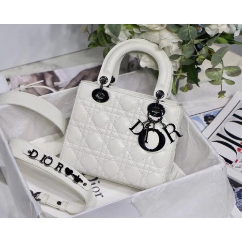 BOLSO LADY DIOR MY ABCDIOR Piel de cordero Cannage M0538I blanco