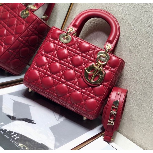 BOLSO LADY DIOR MY ABCDIOR Piel de cordero Cannage M0538O Rojo