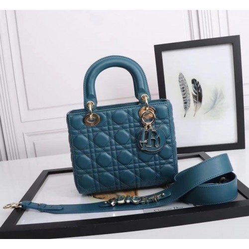BOLSO LADY DIOR MY ABCDIOR Piel de cordero Cannage M0538O azul