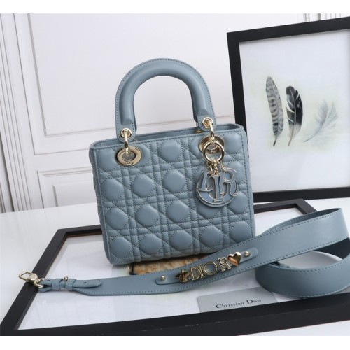 BOLSO LADY DIOR MY ABCDIOR Piel de cordero Cannage M0538O azul claro