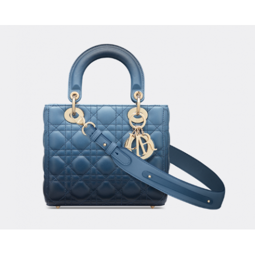 BOLSO LADY DIOR MY ABCDIOR Piel de cordero cannage azul índigo degradado M0538OS