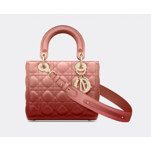 BOLSO LADY DIOR MY ABCDIOR Piel de cordero Cannage rosa degradado M0538OS