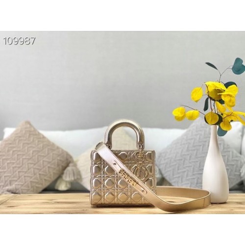 BOLSO LADY DIOR MY ABCDIOR oro Cannage Cordero M0538O