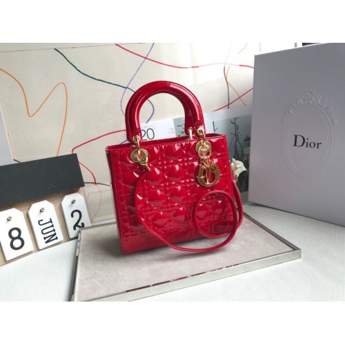 LADY DIOR MY ABCDIOR Bolso en Charol Rojo M05389 Oro