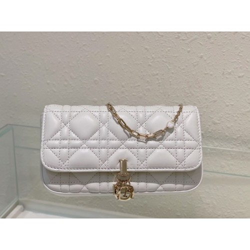 ESTUCHE PARA TELÉFONO LADY DIOR Piel de cordero Cannage S0977O blanco