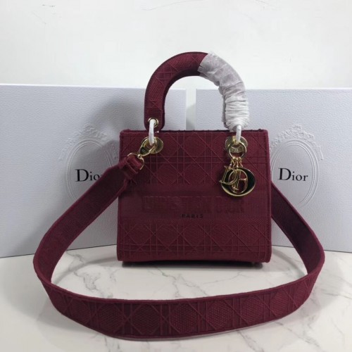 BOLSO TOTE LADY DIOR DE LONA BORDADA C4532 Burdeos
