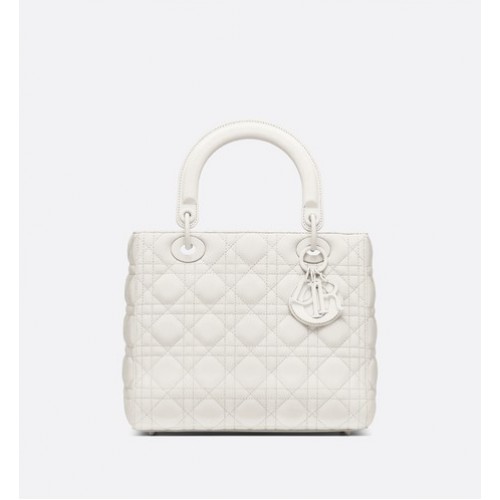 BOLSO MEDIANO LADY DIOR ULTRA-MATTE M0565IL blanco