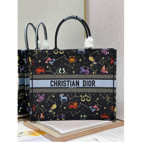 GRANDE DIOR BOOK TOTE Negro multicolor Dior Pixel Zodiac bordado M1286ZRTY