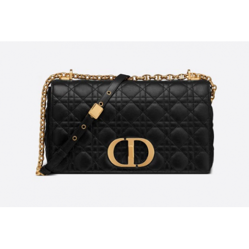 BOLSO GRANDE DIOR CARO Piel de becerro Cannage suave negra M9243U