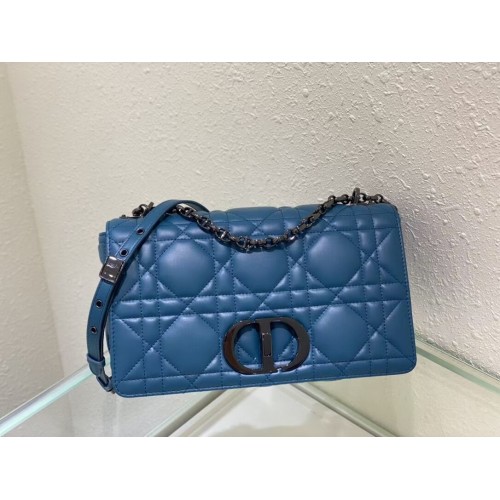 BOLSO GRANDE DIOR CARO Piel de cordero Cannage degradada M9243E azul