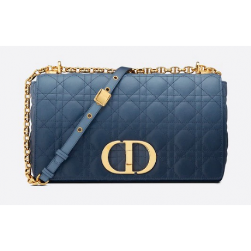 BOLSO GRANDE DIOR CARO Piel de cordero cannage azul índigo degradado M9243U