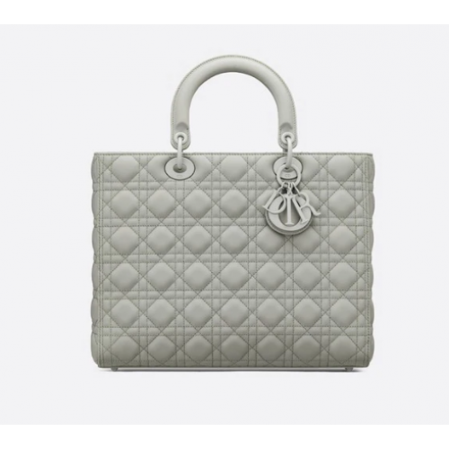 BOLSO LADY DIOR GRANDE Piel de becerro Cannage gris ultramate M0566SL