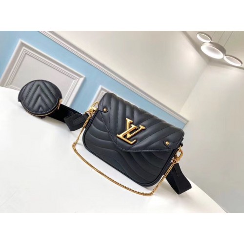 LOUIS VUITTON NEW WAVE Bolso de hombro de cuero original M56466 Negro