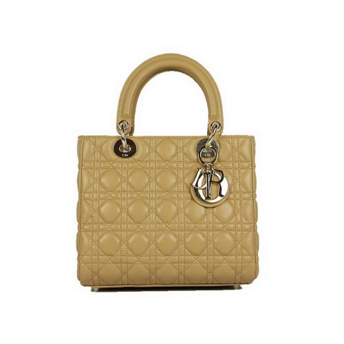 Christian Dior Bolsos de piel de cordero Bolso Lady Dior CAL44550 Beige Dorado