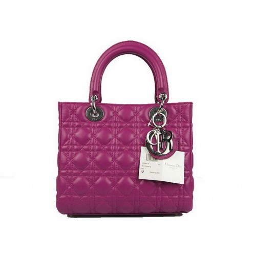 Christian Dior Bolsos de piel de cordero Bolso Lady Dior CAL44550 Púrpura Plata