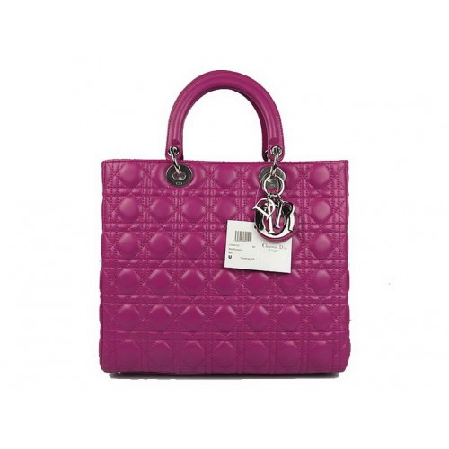 Christian Dior Bolsos de piel de cordero Bolso grande Lady Dior CAL44561 Púrpura Plata