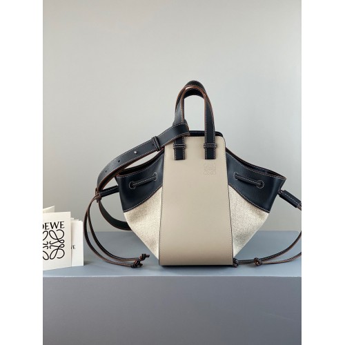 Loewe Hammock Bolso Pequeño Piel Original A6887 Crema&Blanco&Negro