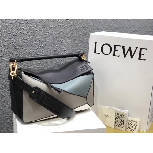 Bolso Loewe Puzzle Original Cuero B9124 azul blanco negro