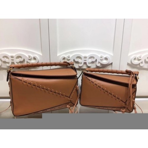 Loewe Puzzle Bolso tote de piel de becerro 9124 Marrón