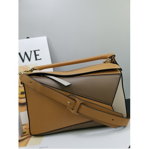 Loewe Puzzle Bolso Original Cuero 61842 marrón y gris