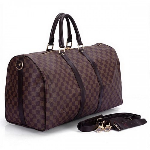 Louis Vuitton Damier Ebene Canvas Keepall 55 con correa para el hombro N41414