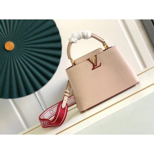 Louis Vuitton CAPUCINES BB M59266 Eggshell&Lie de Vin Rojo