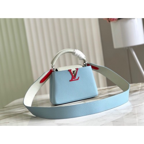Louis Vuitton CAPUCINES MINI M59205 azul y blanco