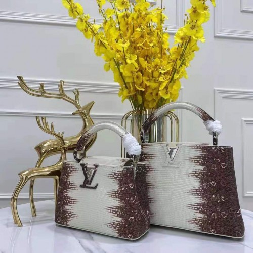 Louis Vuitton CAPUCINES PM Original Lizard Leather M52386 Blanco