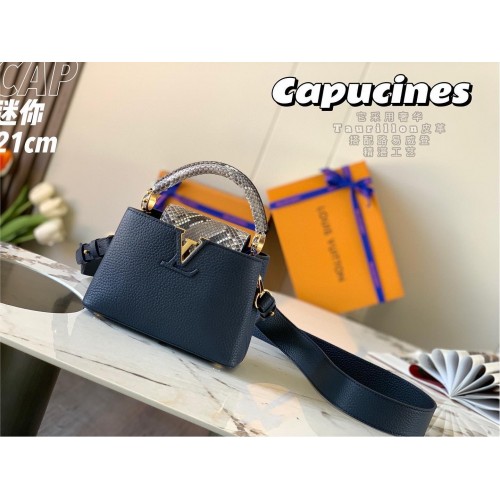 Louis Vuitton CAPUCINES PM Original Python Leather N80041 Azul marino